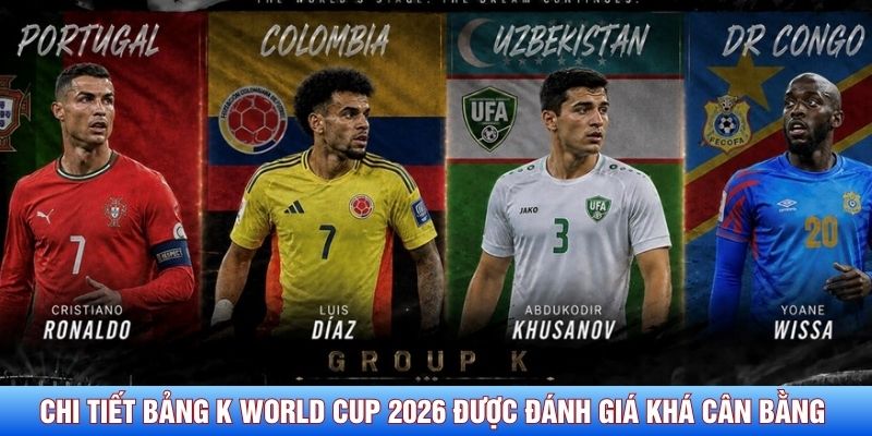 Chi tiết bảng K World Cup 2026 được đánh giá khá cân bằng 